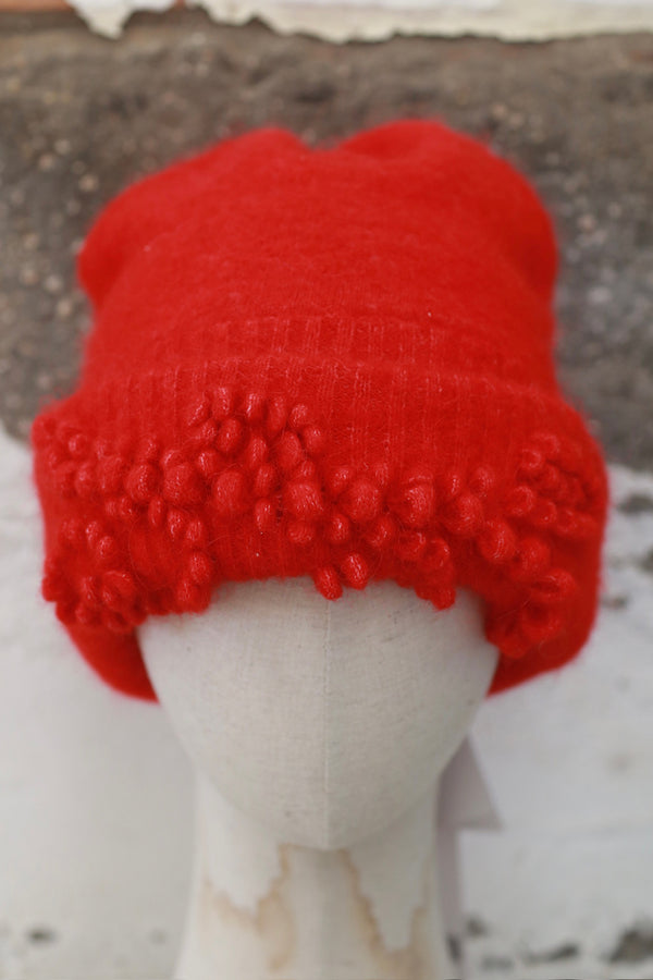 NAN KNITS 25 Autumn and Winter 3D Floral Beanie NAN-N25AWHAT01RED-HONG Red